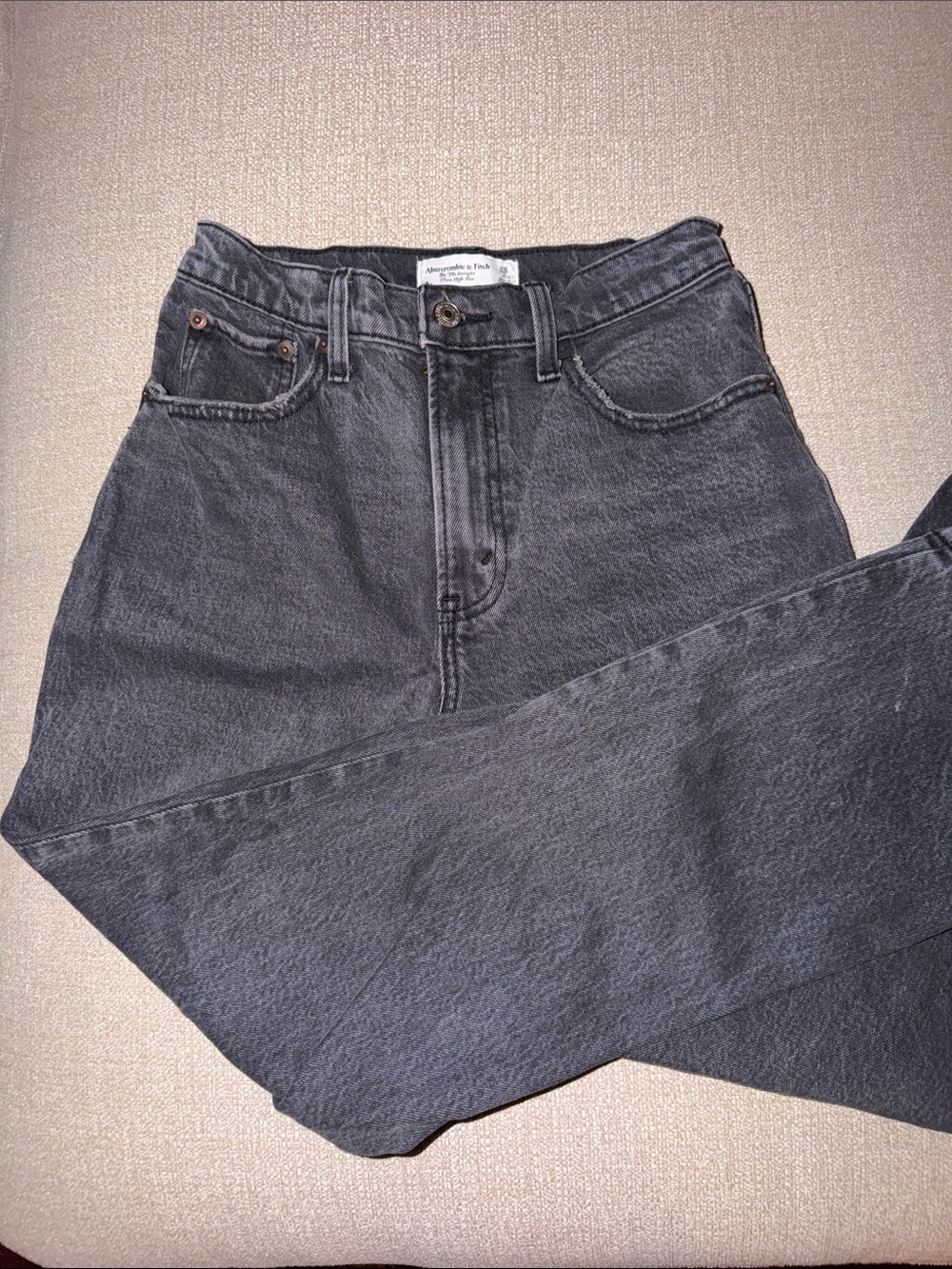 Abercrombie & Fitch Curve Love Ultra High Rise Straight Jeans in Faded Black
